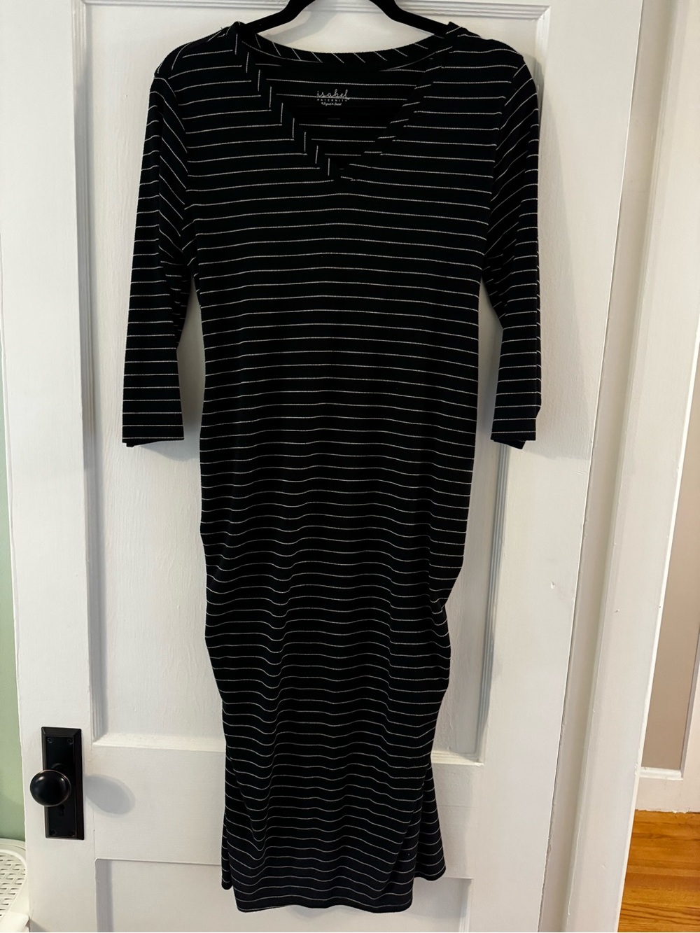 Isabel Maternity by Ingrid & Isabel Black with White Stripe Midi Dress